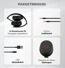 PowerLocus P2 - Draadloze Over-Ear Koptelefoon Inklapbaar - Bluetooth Hoofdtelefoon - Met microfoon – Headphone - Micro SD mode – Incl. Carry Case – Camouflage — thumbnail 8