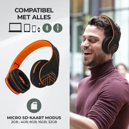 PowerLocus P2 - Draadloze Over-Ear Koptelefoon Inklapbaar - Bluetooth Hoofdtelefoon - Met microfoon – Headphone - Micro SD mode – Incl. Carry Case – Oranje — thumbnail 10