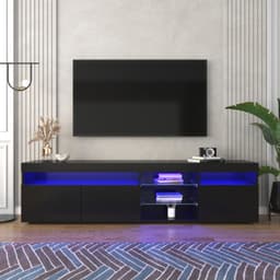 Zwart modern TV-meubel, helder paneel, variabele LED-verlichting, woon- en eetkamer 180cm — thumbnail 2