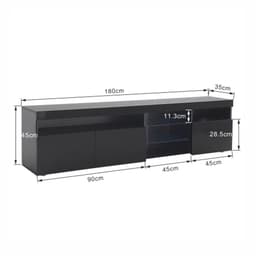 Zwart modern TV-meubel, helder paneel, variabele LED-verlichting, woon- en eetkamer 180cm — thumbnail 5