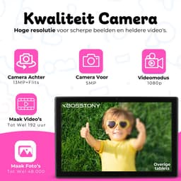 Bosstony Snelle Kids Tablet 10 inch - Ouderlijk Toezicht - 6000mAh Batterij - Android 13 - Incl Beschermpakket - Kindertablet vanaf 3 jaar — thumbnail 8