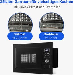 Bomann MWG 3001 H EB - 3in1 Inbouwmagnetron met grill, hete lucht, magnetron - 25liter- zwart — thumbnail 7