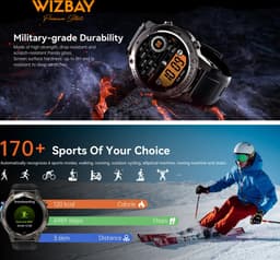 WizBay Premium Select® Smartwatch 1.43 AMOLED - Bellen - GPS - Altitude Luchtdruk Meter - Kompas -AI Voice Assist - Hart Monitor - O2 - Multi Sport Modi - Slaap - Message - Smartwatches - Zwarte Case - Zwarte TPU Band — thumbnail 14
