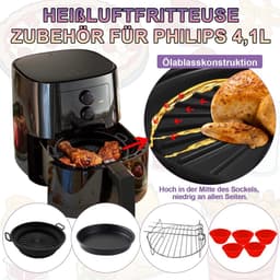 Airfryer Accessoires 4-delige bakset geschikt voor Philips Essential 41 L HD9252/HD9200 - siliconen bakvorm, grillframe, muffinvormpjes — thumbnail 5