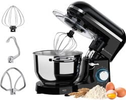 KitchenBrothers 2000W Keukenmachine - Keukenrobot - 6,2L - Mixer met Mengkom - Keukenmixer - BPA-vrij - Zwart