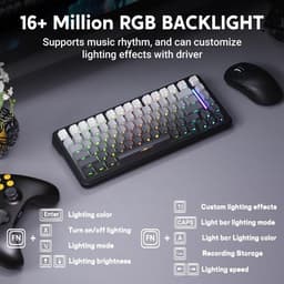 ATTACK SHARK M86PRO - Draadloze Mechanisch Gaming Toetsenbord - RGB Light Strip - Side Printed PBT Keycaps - Gasket Mod - Wired/2.4G/Bluetooth Tri-Mode - 83keys - Moonlit Night — thumbnail 7
