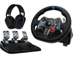 Logitech G 991-000539 game controller Aluminium, Zwart USB Stuur + pedalen + headset PC, PlayStation 4, PlayStation 5, Playstation 3