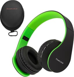 PowerLocus P1 Bluetooth Koptelefoon – Draadloos – Over Ear – Met Microfoon – Inklapbaar - incl. Hoes – Zwart/Groen — thumbnail 1