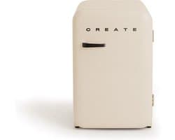 CREATE - Koelkast in retrostijl - Gebroken wit - Handvat Zwart - FRIDGE RETRO 107L