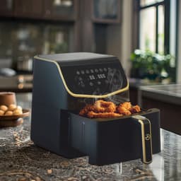 AG Airfryer XXL Premium- Luchtfriteuse - Anti-aanbak - Tot 8 personen- Uitneembare Bak - Vaatwasserbestendig - Met Receptenboek - Extreem Stil- Snelkooktechnologie - Digitaal Display - Tot 200°C - 8 Voorgeprogrammeerde standen. 5.5L Zwart — thumbnail 5