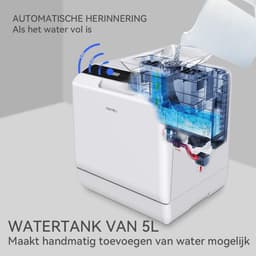 Mini Afwasmachine Tafelmodel - 43 cm Breed - Gebruik Met en Zonder Wateraansluiting - Ruimte voor 4 Besteksets - Ideaal voor Kamperen - Energieklasse F - Wit — thumbnail 10