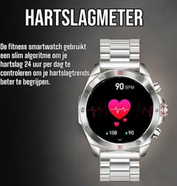 Royal Empire Amoled PRO Smartwatch - Smartwatch Heren - Stappenteller - Bloeddrukmeter - Hartslagmeter - Slaapmonitor - Multisport - 46MM - Geschikt voor alle Smartphones - Kleur Zilver — thumbnail 6