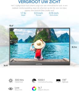 Arzopa S1 Table Portable Monitor - Full HD - 15.6 inch - USB-C - Incl Bookcase — thumbnail 7