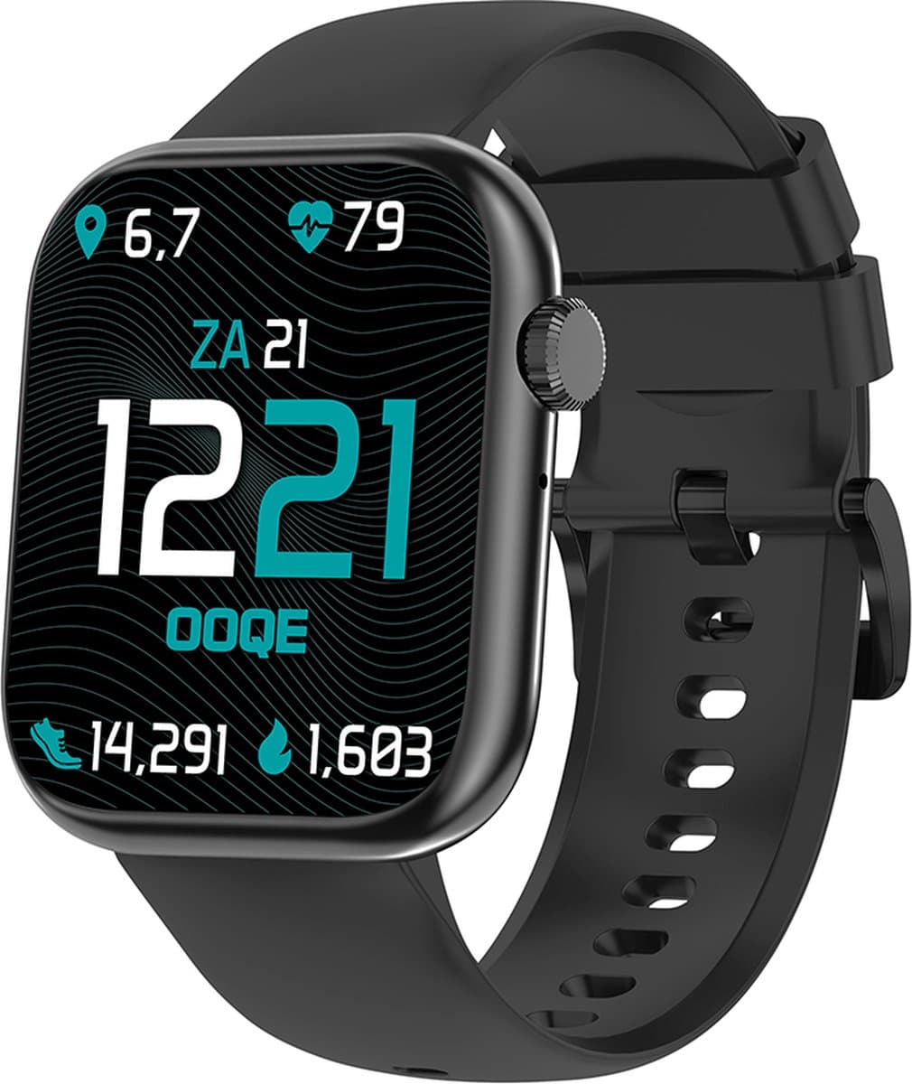 OOQE WATCH PRO 7 - Smartwatch Heren en Dames | Geschikt voor iOS en Android | 10 kleuren | HD | Notificaties | Gezondheidsanalyse | Sportanalyse | GPS Koppeling | Bellen | Muziek/Audio Luisteren | Ergonomisch | Nederlandstalig | Zwart — afbeelding 1
