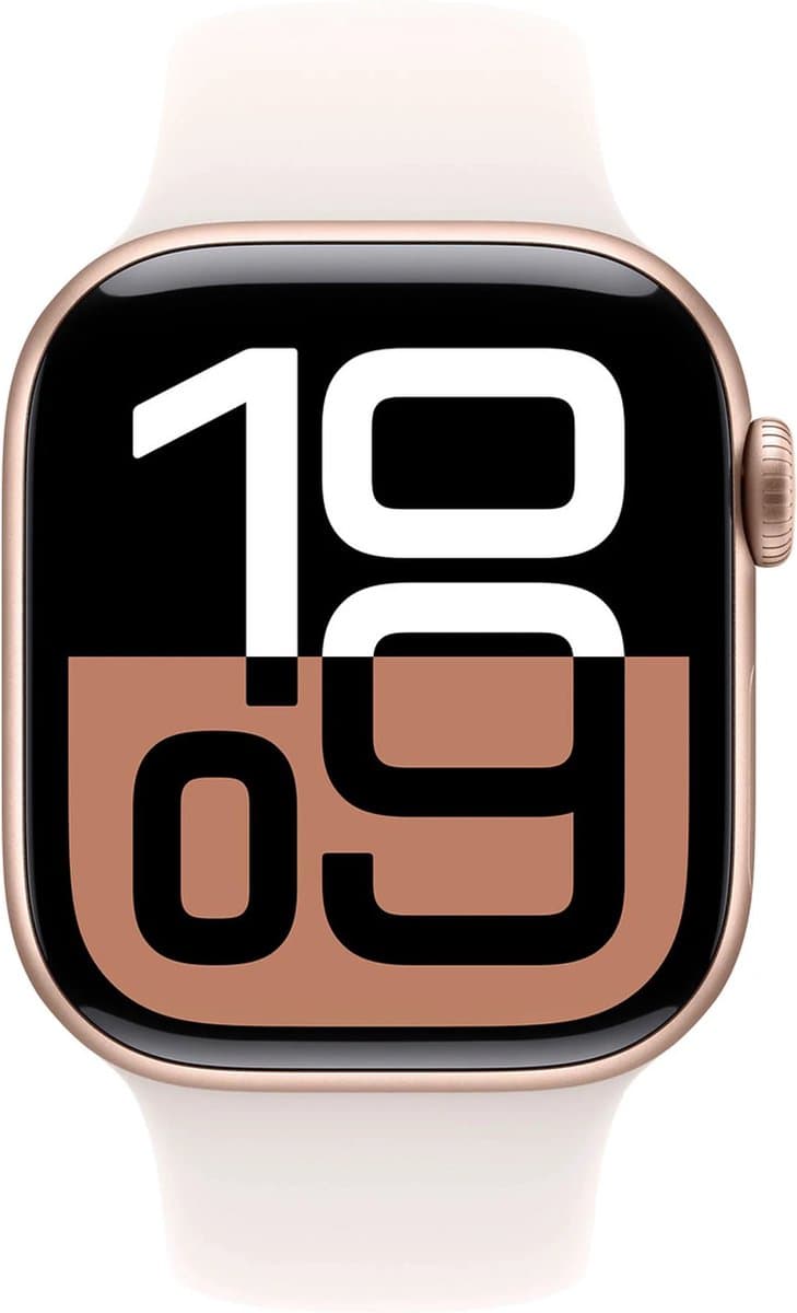 Apple Watch Series 10 - Wifi - 46mm - Rose Goudkleurig Aluminium Case met Light Blush Sportbandje - M/L — afbeelding 1