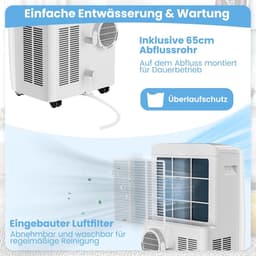 COSTWAY 5-in-1 ventilatorkachel, mobiele airconditioning, 14000 BTU, ontvochtiger, verwarmingsfunctie, luchtreiniger, slaapmodus, airconditioner met afvoerslang, 2,6 kW, 16 tot 32 °C, 25 tot 45 m², app/afstandsbediening, 24-uurs timer — thumbnail 6