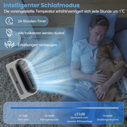 COSTWAY 5-in-1 ventilatorkachel, mobiele airconditioning, 14000 BTU, ontvochtiger, verwarmingsfunctie, luchtreiniger, slaapmodus, airconditioner met afvoerslang, 2,6 kW, 16 tot 32 °C, 25 tot 45 m², app/afstandsbediening, 24-uurs timer — thumbnail 7
