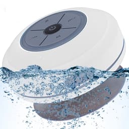 Waterdichte Bluetooth-doucheluidspreker - Draadloze draagbare audio - Ingebouwde bedieningsknoppen - Luidspreker - Sterke zuignap - Geschikt voor badkamer, zwembad, auto, strand, binnen- en buitengebruik - Wit — thumbnail 1