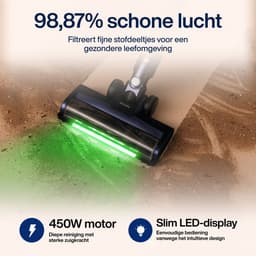 Samako Steelstofzuiger Draadloos - 450W - Kruimeldief - 4 Opzetstukken - Stofzuiger 32kPa zuigkracht - Zonder zak op accu - CleanDetect — thumbnail 5
