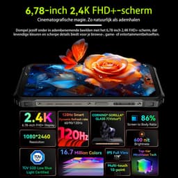 Blackview BL9000 - Robuuste Smartphone - 5G - 24GB RAM - 512GB - 120Hz 6.78'' FHD - 8800mAh/120W - 50MP+50MP - IP68 Waterdicht - 1.32" Achterkant Dsiplay - NFC - GPS - Goud — thumbnail 7
