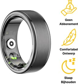 Kuno Smart Ring - Slimme ring - Smart Wearable - Health Ring - Slaap Tracker - Hartslagmeter - Stappenteller - Fitness en Activiteiten Tracker - Calorieen Bijhouden - Geen Abbonement - Waterdicht - voor Mannen en Vrouwen - Zwart - Maat #11 — thumbnail 4