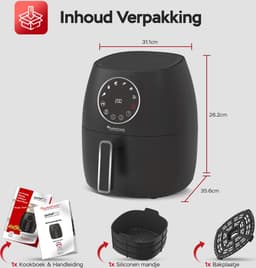 TurboTronic AF210 Digitale Airfryer - Heteluchtfriteuse - 3.5L - Zwart — thumbnail 9