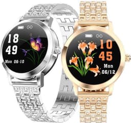 Darenci Smartwatch Me Shine Pro - Smartwatch dames - Smartwatch heren - Activity Tracker - Touchscreen - Stalen band met steentjes- Dames - Heren - Horloge - Stappenteller -Bloeddrukmeter -Verbrande calorieën -Zuurstofmeter -Roségoud -Spatwaterdicht — thumbnail 7
