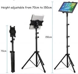HiCHiCO - Tabletstatief - Professioneel en universeel - Tripod -  7-10inch - Inclusief telefoonhouder, opbergtas en Bluetooth afstandsbediening — thumbnail 5