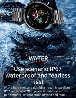 Smartwatch Rankos AK37 - sporthorloge zilver staal bandje - Fitness - Stappenteller - Hartslag - Slaapmonitor - Bluetooth bellen-Bel/message herinnering - Camera Bediening-IP67 Waterbestendig - Met APP-Weer informatie -Stopwatch - Muziek — thumbnail 20