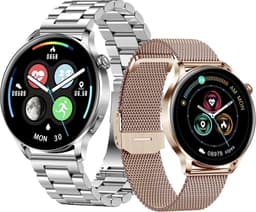 Smartwatch Rankos AK37 - sporthorloge zilver staal bandje - Fitness - Stappenteller - Hartslag - Slaapmonitor - Bluetooth bellen-Bel/message herinnering - Camera Bediening-IP67 Waterbestendig - Met APP-Weer informatie -Stopwatch - Muziek — thumbnail 3