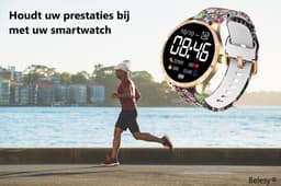 Belesy® BQSiRgSk Pro Skull - Smartwatch Dames – Smartwatch Heren - Horloge - 1.28 inch - Kleurenscherm - Stappenteller - Bloeddruk - Hartslag - 75+ Wijzerplaten – Sporten – Rose goud – Staal - Siliconen – Skull - Zwart - Kerstcadeau — thumbnail 7