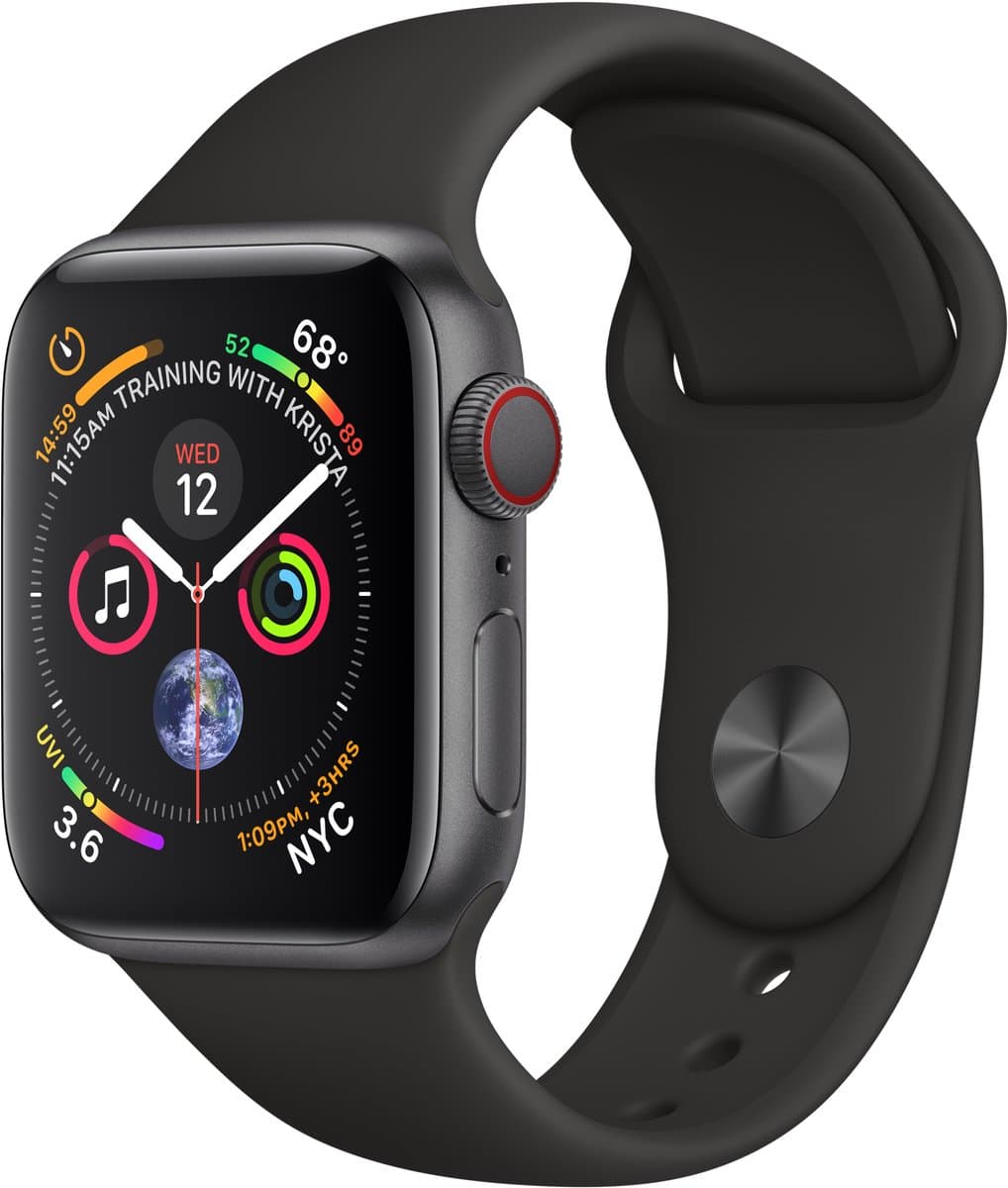 Apple Watch Series 4 GPS Cell 40mm Grey Alu Black Band — afbeelding 1