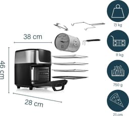 Princess Airfryer Oven DeLuxe 182075 - Heteluchtfriteuse - Extra groot 11 liter - PFAS vrij - 10 automatische programma's - RVS/Zwart — thumbnail 10