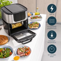 Princess Airfryer Oven DeLuxe 182075 - Heteluchtfriteuse - Extra groot 11 liter - PFAS vrij - 10 automatische programma's - RVS/Zwart — thumbnail 15