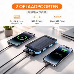 powerbank met zonnepaneel - geschikt voor iphone -geschikt voor samsung- zonneenergie - 10000mah - powerbanks -noodpakket- solar - — thumbnail 6