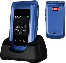 4G - Senioren Klaptelefoon - Met Simkaart Geleverd - Mobiele Telefoon - Grote Toetsen - Met Oplaadstation - Zwart met Zilver - Big button GSM — thumbnail 3