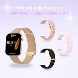Kiraal Aura AMOLED Smartwatch voor Dames – 4 Bandjes (RVS, Nylon & 2x Siliconen) – Hartslagmeter – Stappenteller – Slaapmonitor – Multisport – Compatibel met Android & iOS – Rosé Goud en Roze — thumbnail 6