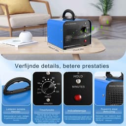 Ozongenerator 60000 mg/h – Industriële Ozon Luchtreiniger en Geurverwijderaar – Voor Auto, Kamer en Huis – Timerfunctie – Draagbaar — thumbnail 2