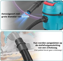Yofidra Stofzuiger - Draadloze stofzuiger - 35Kpa - 800W - 10 l inhoud - met 2x Accu’s - Accu Steelstofzuiger - voor Tapijt, Dierenharen en Harde Vloeren — thumbnail 4
