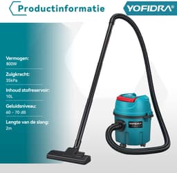 Yofidra Stofzuiger - Draadloze stofzuiger - 35Kpa - 800W - 10 l inhoud - met 2x Accu’s - Accu Steelstofzuiger - voor Tapijt, Dierenharen en Harde Vloeren — thumbnail 2