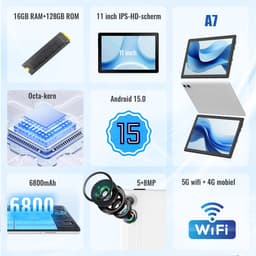Hotlight A7 - Android 15 Tablet - 11 inch - 16(4+12)GB RAM/128GB ROM– 6800mAh - Wit — thumbnail 2