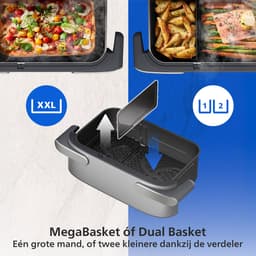 Philips Airfryer 5000-serie Megabasket Met Stoomfunctie – NA565/02 – Enkele mand óf Dubbele Mand - SteamClean – 9,5L – Tot 8 Personen – Inclusief Tang — thumbnail 3