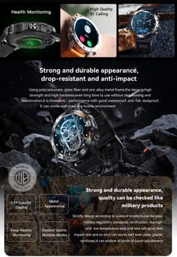 WizBay Premium Select® Sport Smartwatch - 1,39 Inch IPS Scherm - Bluetooth Bellen - Hartslag Bloeddruk Zuurstof - 100+ Sportstanden - 400mAh - Zwart — thumbnail 8