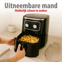 alpina Airfryer 4.5L - Heteluchtfriteuse 1-4 Personen - Air Fryer met Timer Functie - Instelbare Temperatuur 80 tot 200 Graden - Heteluchtoven 1400W — thumbnail 6