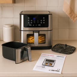 alpina Airfryer XXL - Heteluchtfriteuse 8 Liter - Air Fryer voor 6 Personen en Meer - Heteluchtoven met Digitaal Touchscreen - Instelbare Temperatuur 80 tot 200 Graden - Warmhoudfunctie — thumbnail 8
