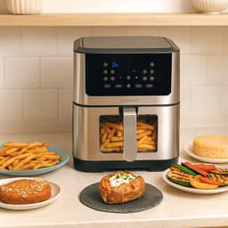 alpina Airfryer XXL - Heteluchtfriteuse 8 Liter - Air Fryer voor 6 Personen en Meer - Heteluchtoven met Digitaal Touchscreen - Instelbare Temperatuur 80 tot 200 Graden - Warmhoudfunctie — thumbnail 7