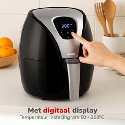 alpina Airfryer 2.4L - Heteluchtfriteuse 1-4 Personen - Air Fryer met Digitaal Touchscreen - Instelbare Temperatuur 80 tot 200 Graden - met Timer Functie - Heteluchtoven 1500W - Zwart — thumbnail 7