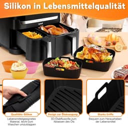 Airfryer Accessoires Set 28-delig – Geschikt voor Tefal EY9018 Dual Easy Fry, Tower T17099, Salter EK5729 – Dual Basket 3,1L & 5,2L – Inclusief Siliconen Bakvormen & Spiesen — thumbnail 2