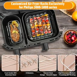 Airfryer Accessoires Set 28-delig – Geschikt voor Tefal EY9018 Dual Easy Fry, Tower T17099, Salter EK5729 – Dual Basket 3,1L & 5,2L – Inclusief Siliconen Bakvormen & Spiesen — thumbnail 5
