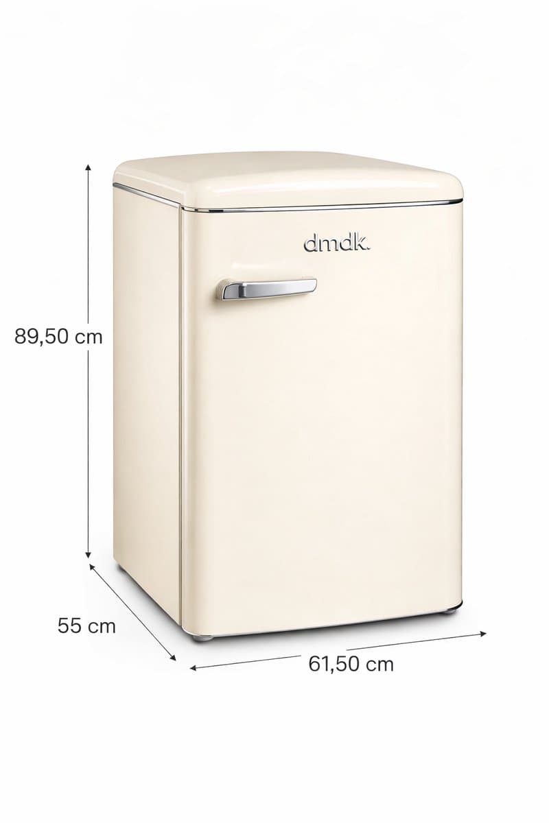 Dmdk dkc1 energiezuinige vrijstaande retro tafelmodel koelkast creme 88 cm hoog met vriesvak - 5 jaar garantie — afbeelding 1